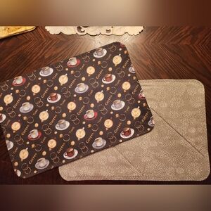 Handmade reversible Coffee Time placemats, SET of 2